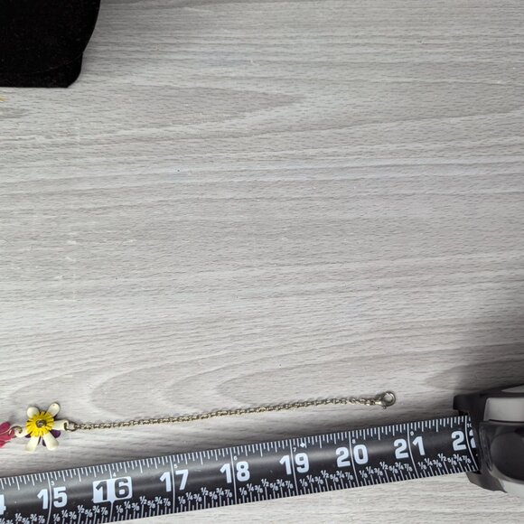 Colorful Metal Floral Necklace & Chain Pink Teal Yellow & Purple w/Lobster Clasp - Picture 10 of 11